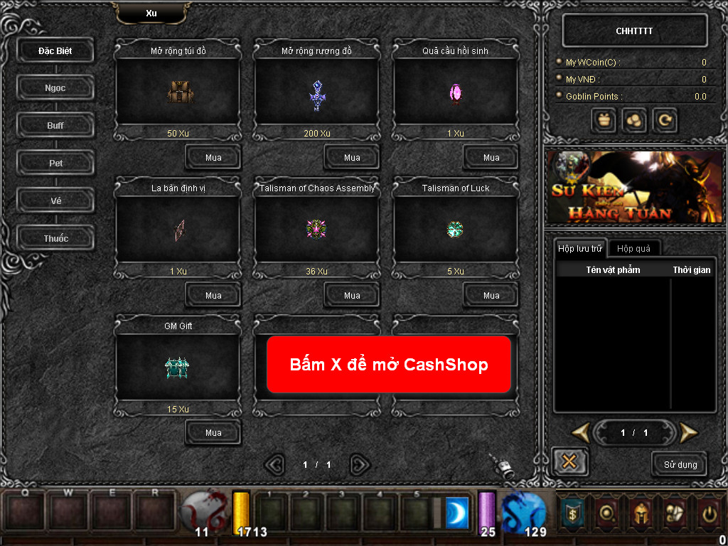 Chức năng chính của Game MU Thần Vũ Chức năng chính của Game MU Thần Vũ